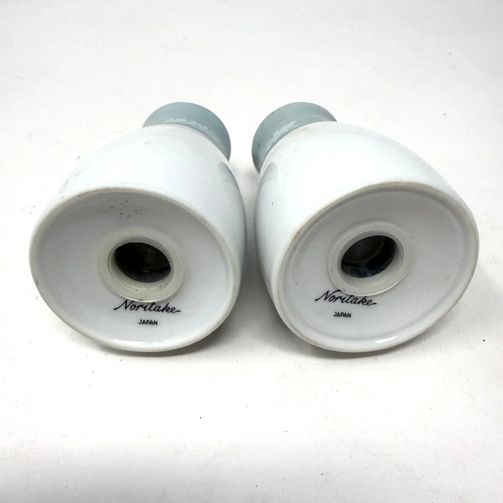 Noritake Japan Lamita Porcelain Salt and Pepper Shakers Floral Blue White Set